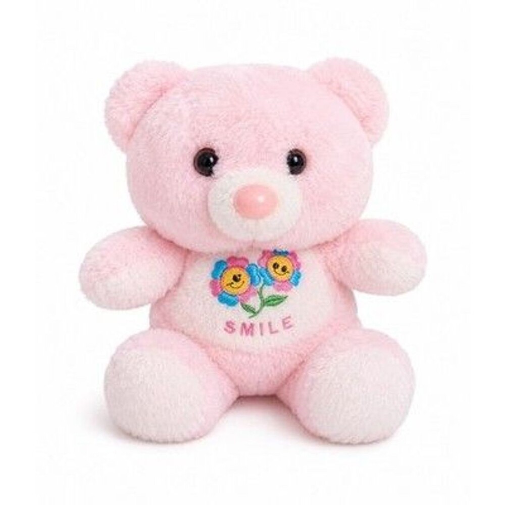 Vintage 1983 Animal Toy Imports Pink "Smile" Teddy Bear Stuffed Animal Plush 7”
